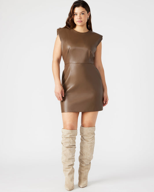 Steve Madden BELEN Brown Women's Shoulder Pad Mini Dress