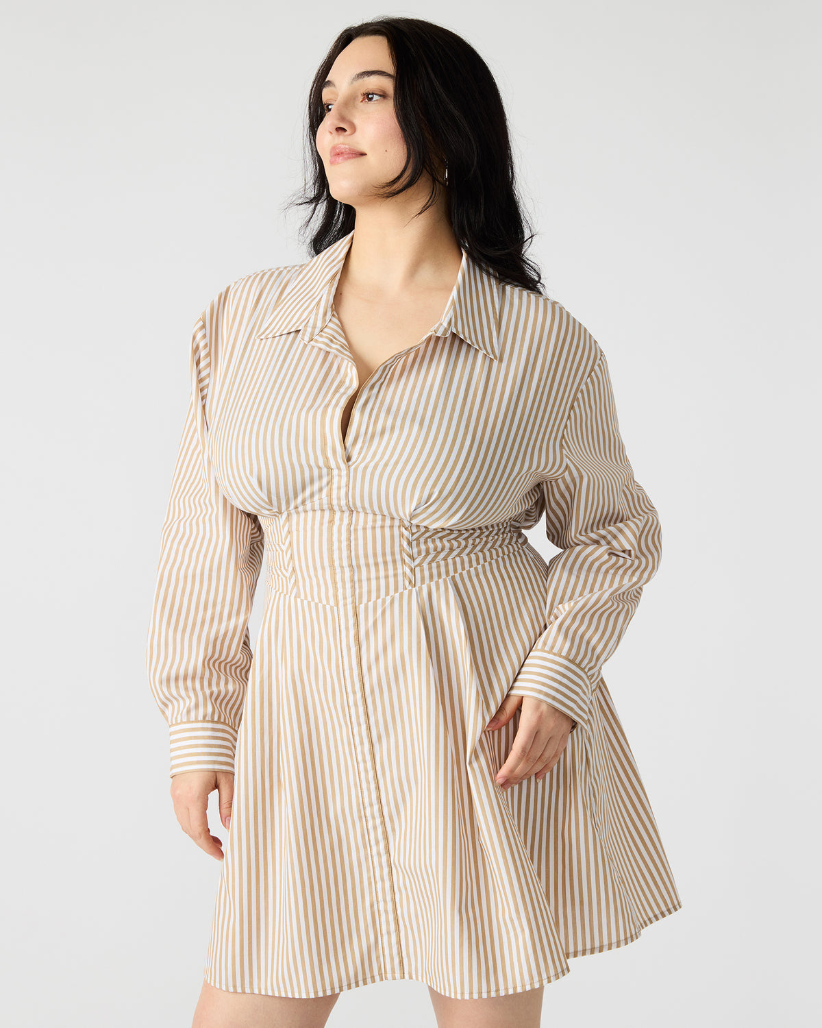 Steve Madden ARIA Taupe Women's Button-Up Mini Dress