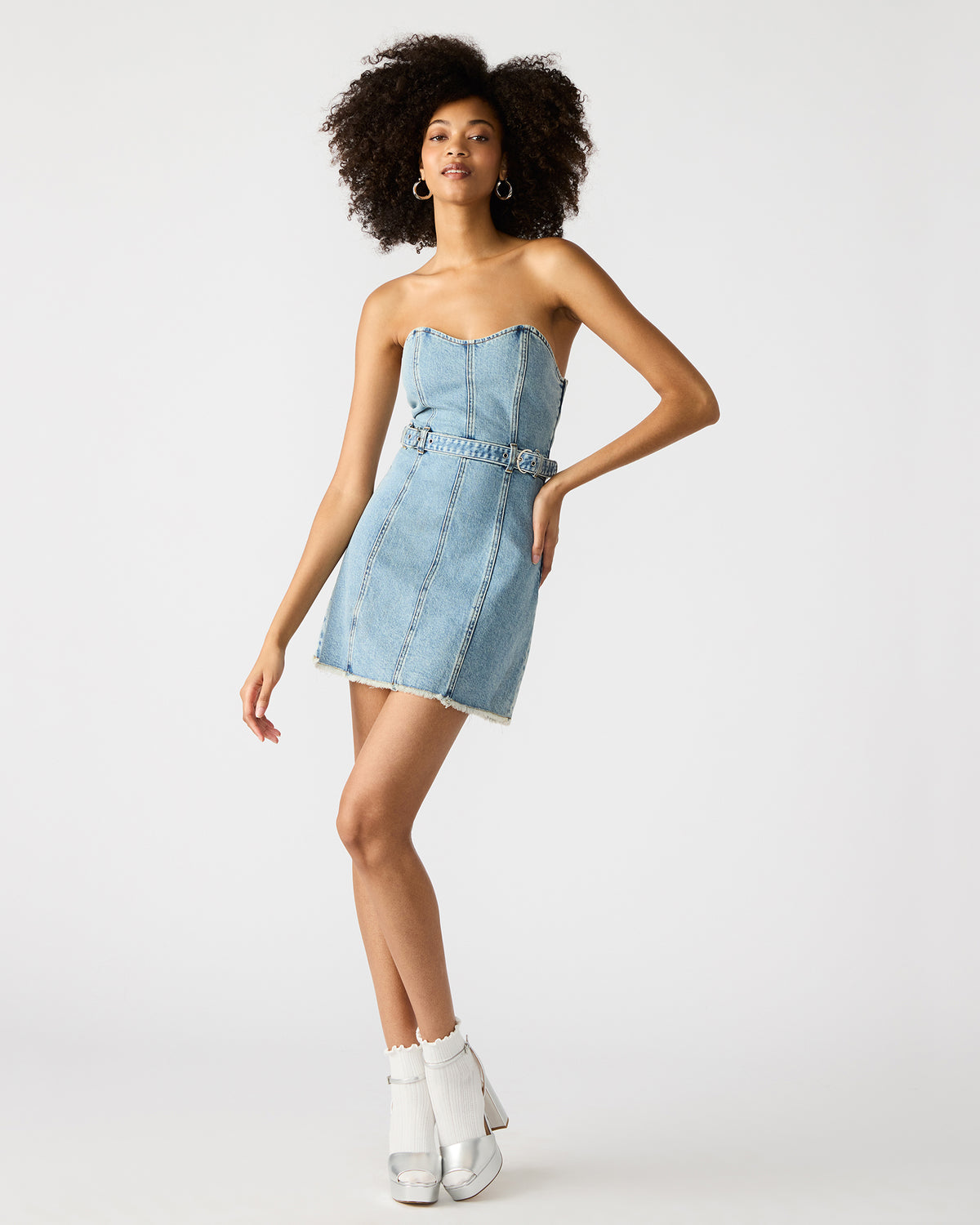 Steve Madden MATILDA Strapless Denim Mini Women's Dress