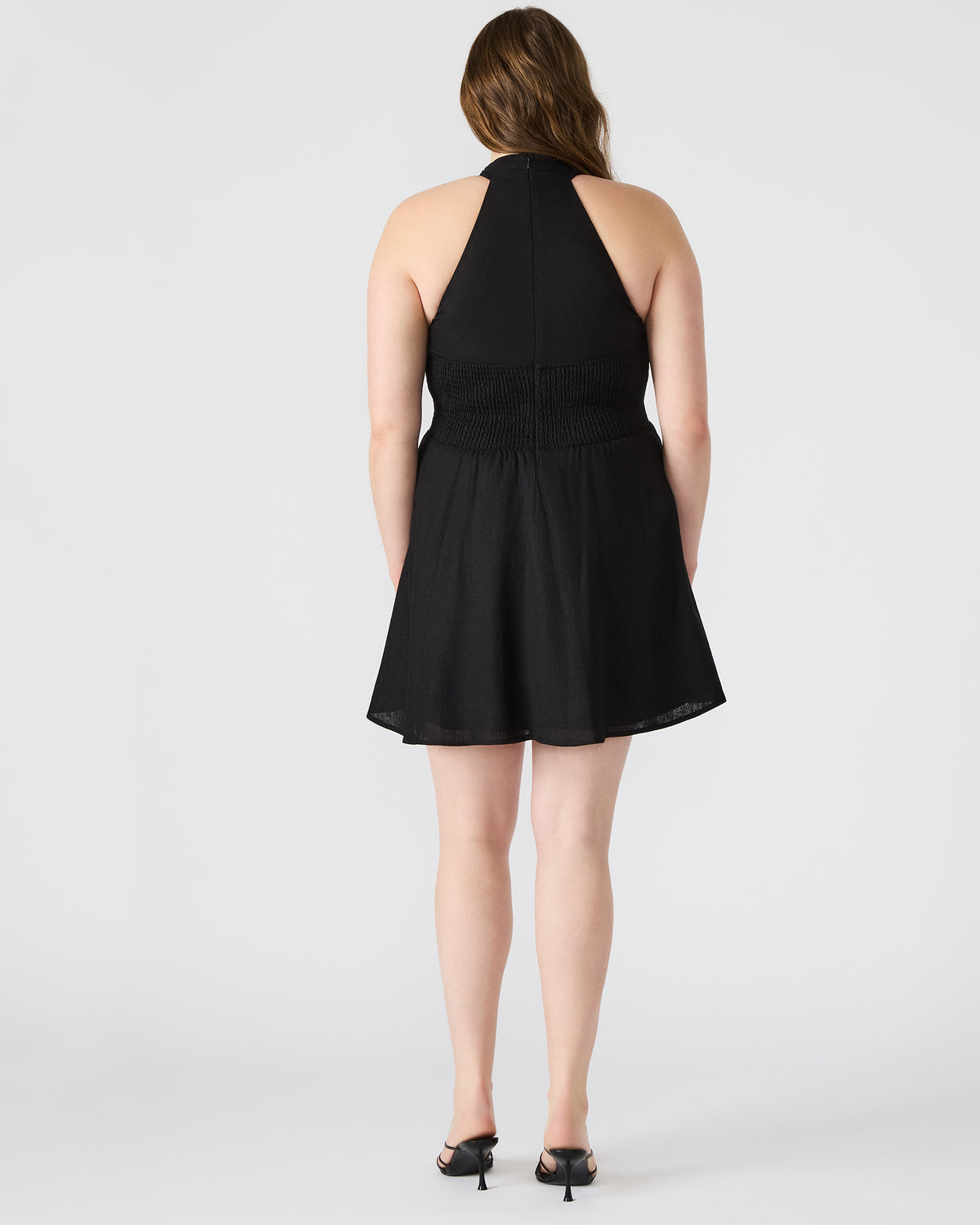 Steve Madden KOSTA Black Women's Mini Halter Cross-Neck Dress