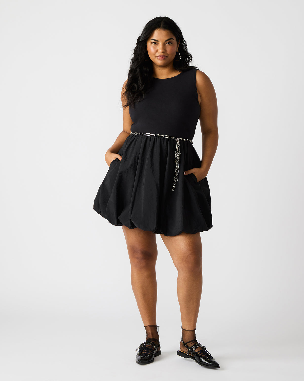 Steve Madden PALERMO Black Women's Mini Bubble-Hem Dress