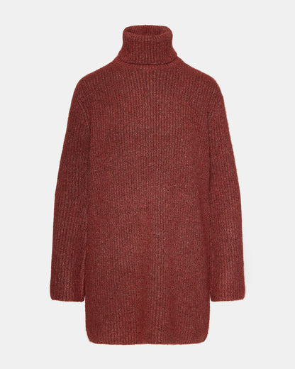 Steve Madden ABBIE Sweater Dress Rust | Mini Turtleneck Flared Sleeve Dress