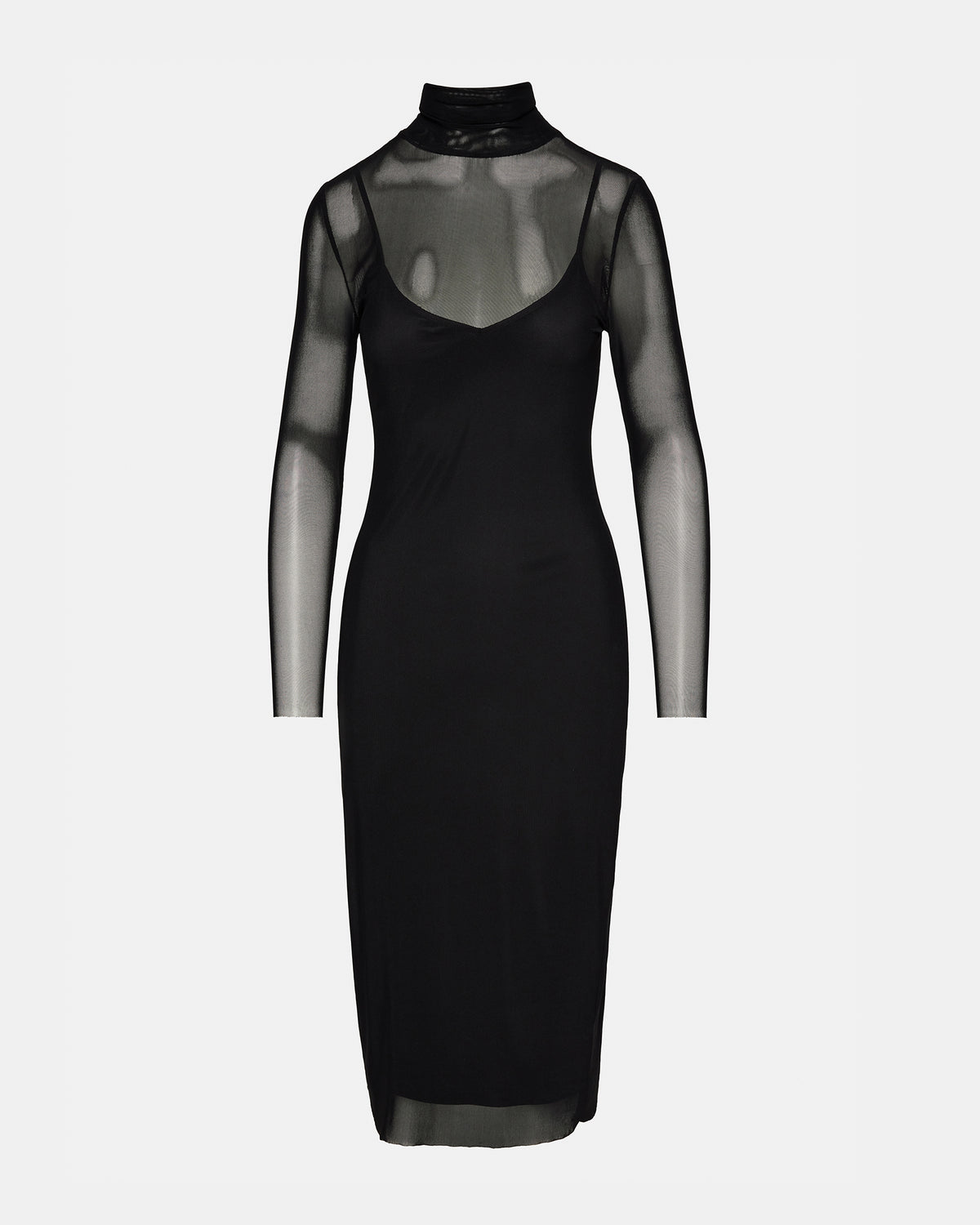 Steve Madden VIVIENNE Black Women's Mock Neck Midi Dress