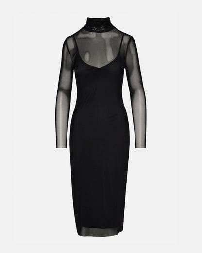 Steve Madden VIVIENNE Black Women's Mock Neck Midi Dress