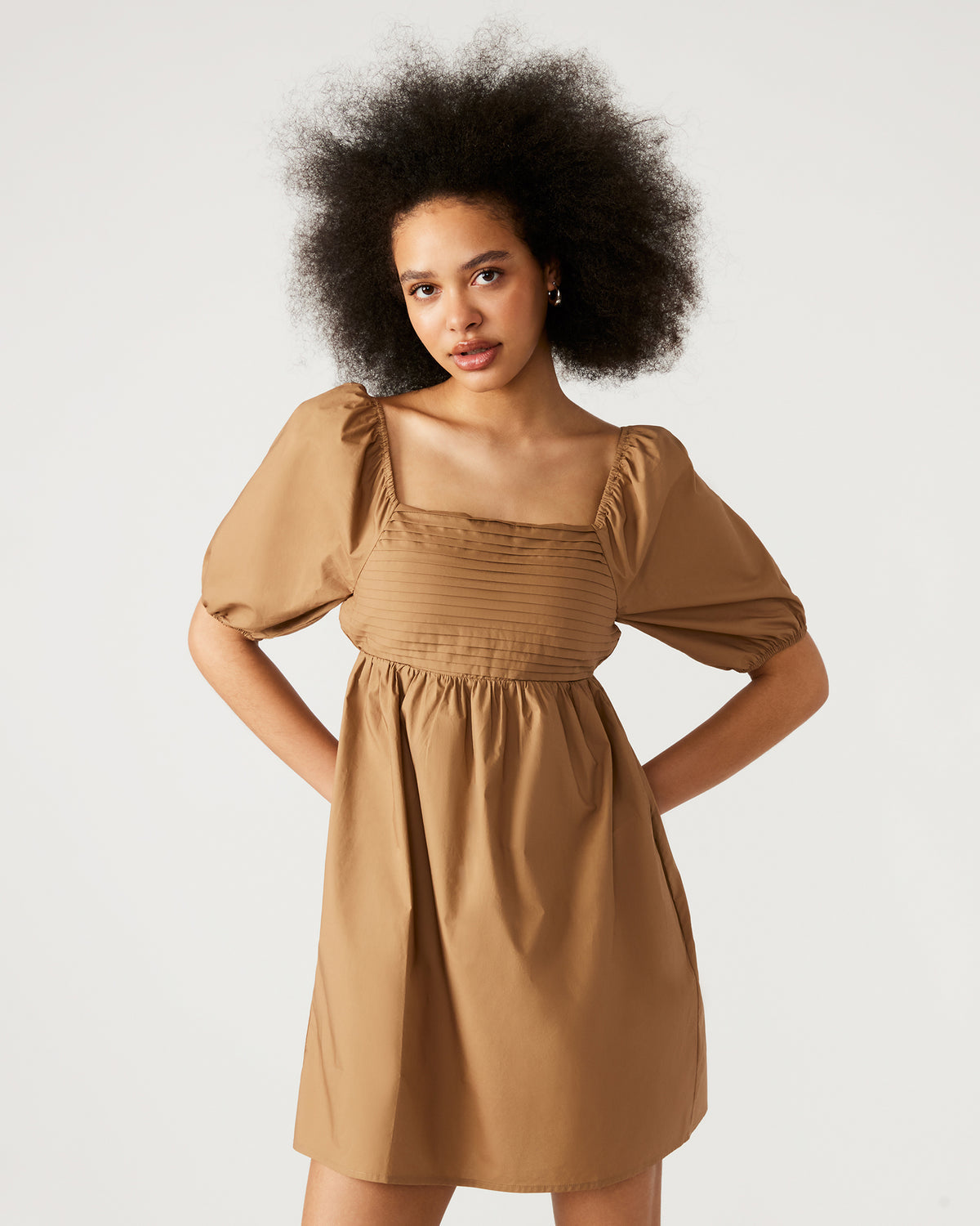Steve Madden INARA Dress Beige | Women's Puff Sleeve Mini Dress
