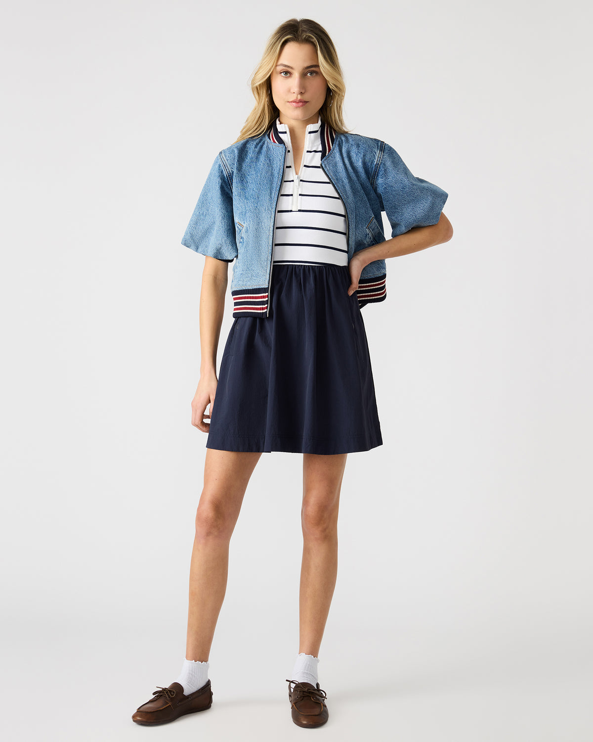 Steve Madden LYON Navy Women's Collared Sleeveless Flowy Dress