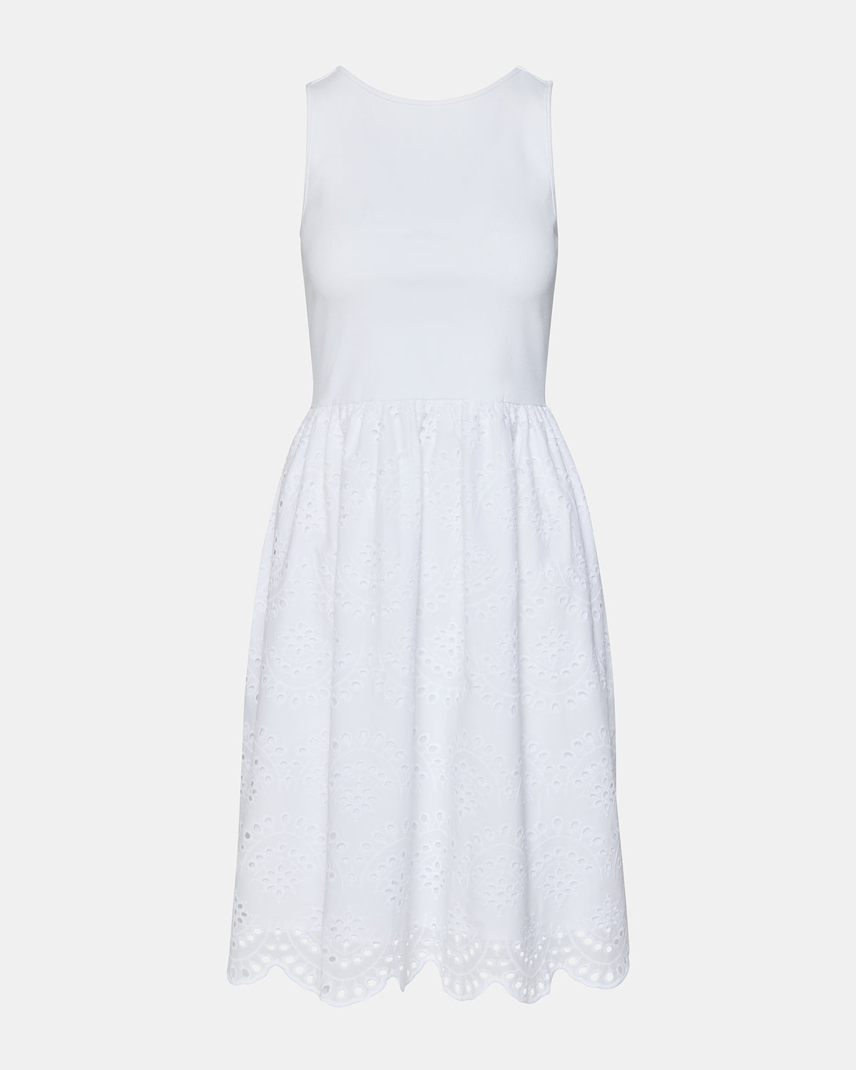 Steve Madden JULIAN White Women's Eyelet Sleeveless Midi Dress