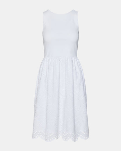 Steve Madden JULIAN White Women's Eyelet Sleeveless Midi Dress