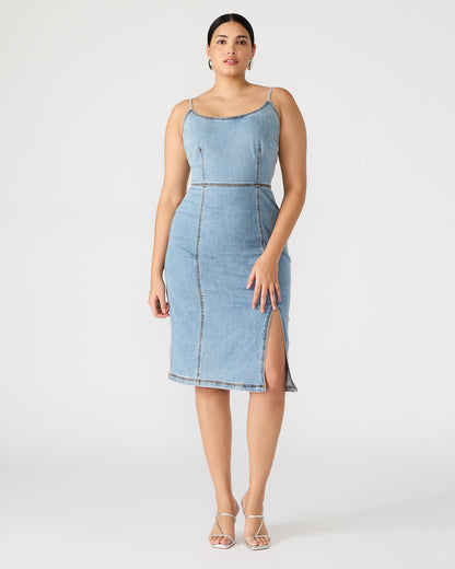 Steve Madden GISELLE Denim Midi Women's Dress with Slit