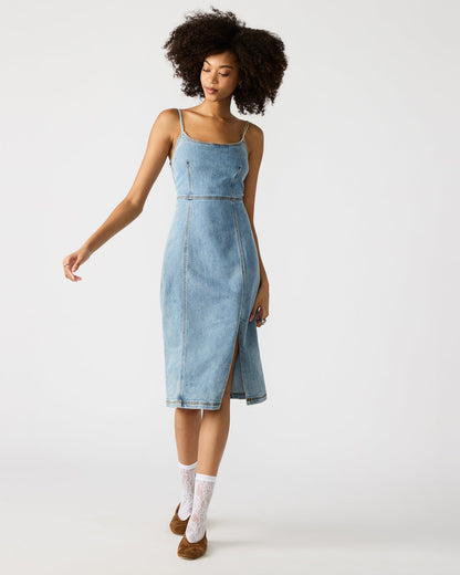 Steve Madden GISELLE Denim Midi Women's Dress with Slit