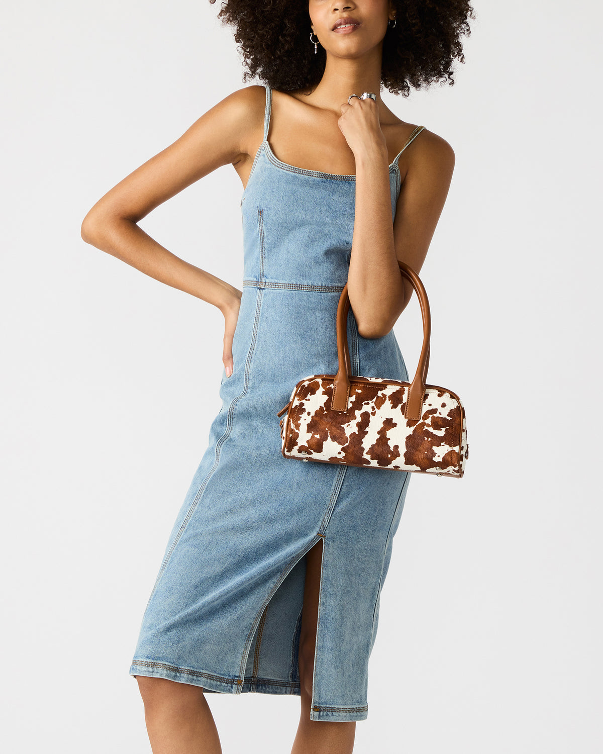 Steve Madden GISELLE Denim Midi Women's Dress with Slit