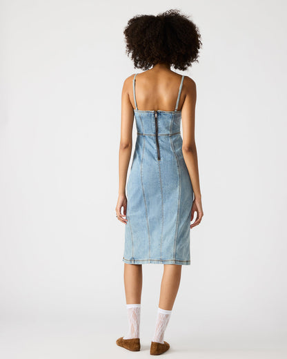 Steve Madden GISELLE Denim Midi Women's Dress with Slit