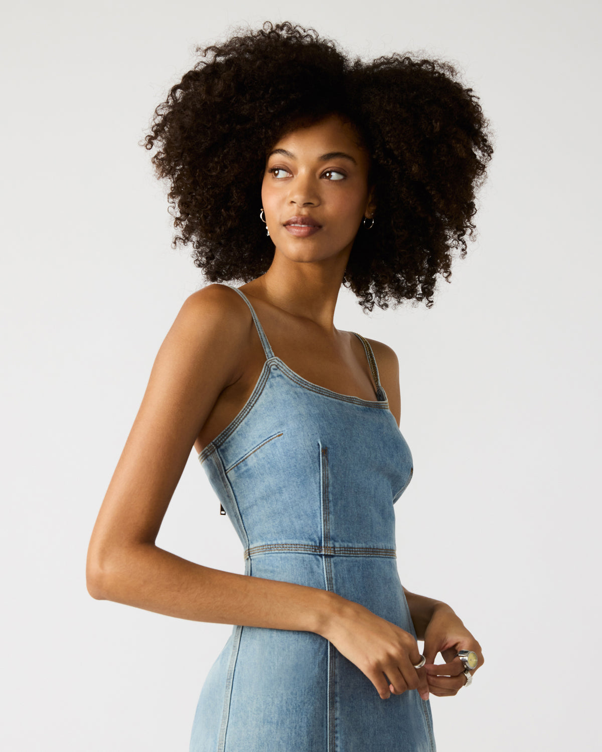 Steve Madden GISELLE Denim Midi Women's Dress with Slit