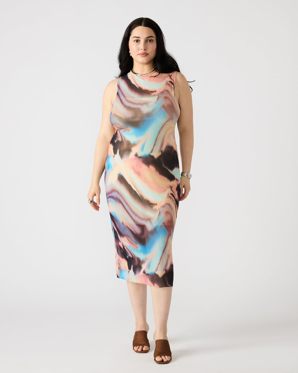 Steve Madden SIDRA Multi Women's Sleeveless Tie-Dye Midi Dress