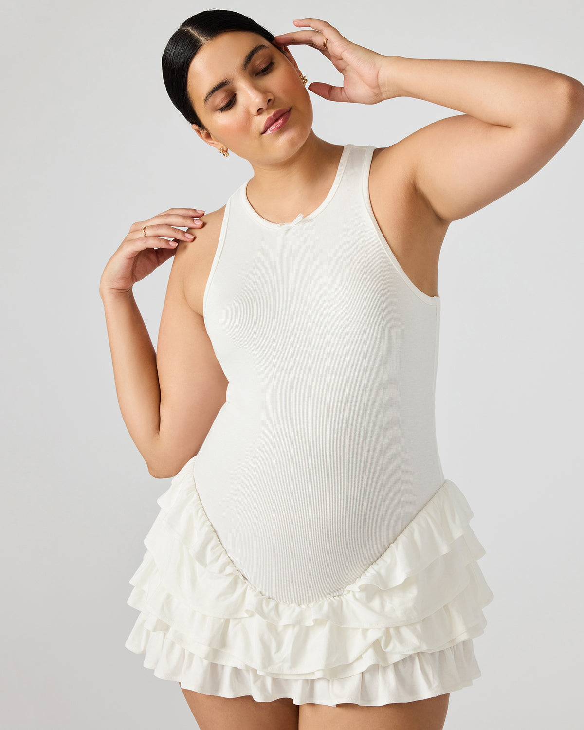 Steve Madden CLEA White Ruffled Mini Women's Dress