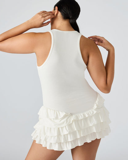 Steve Madden CLEA White Ruffled Mini Women's Dress