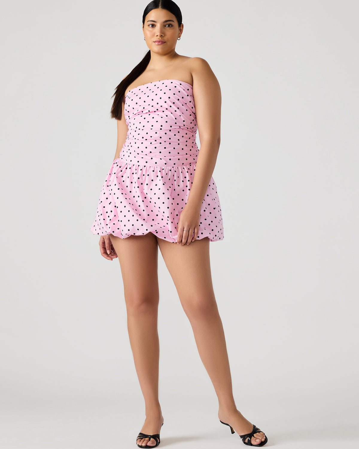 Steve Madden GIGI Pink Women's Strapless Mini Bubble-Hem Dress
