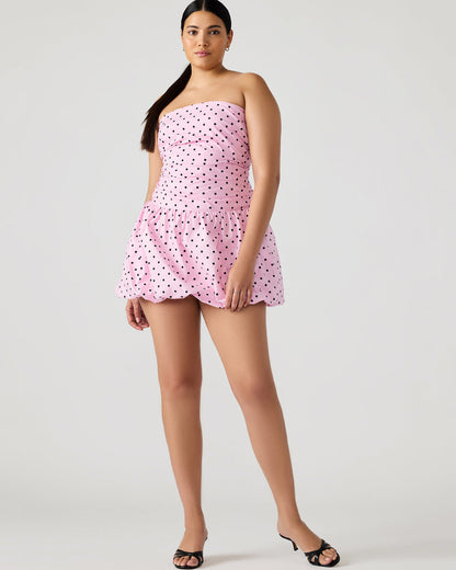 Steve Madden GIGI Pink Women's Strapless Mini Bubble-Hem Dress