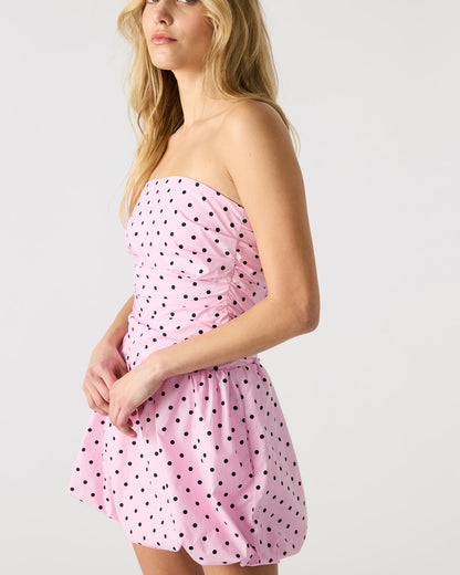 Steve Madden GIGI Pink Women's Strapless Mini Bubble-Hem Dress