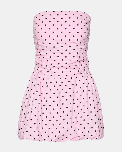 Steve Madden GIGI Pink Women's Strapless Mini Bubble-Hem Dress