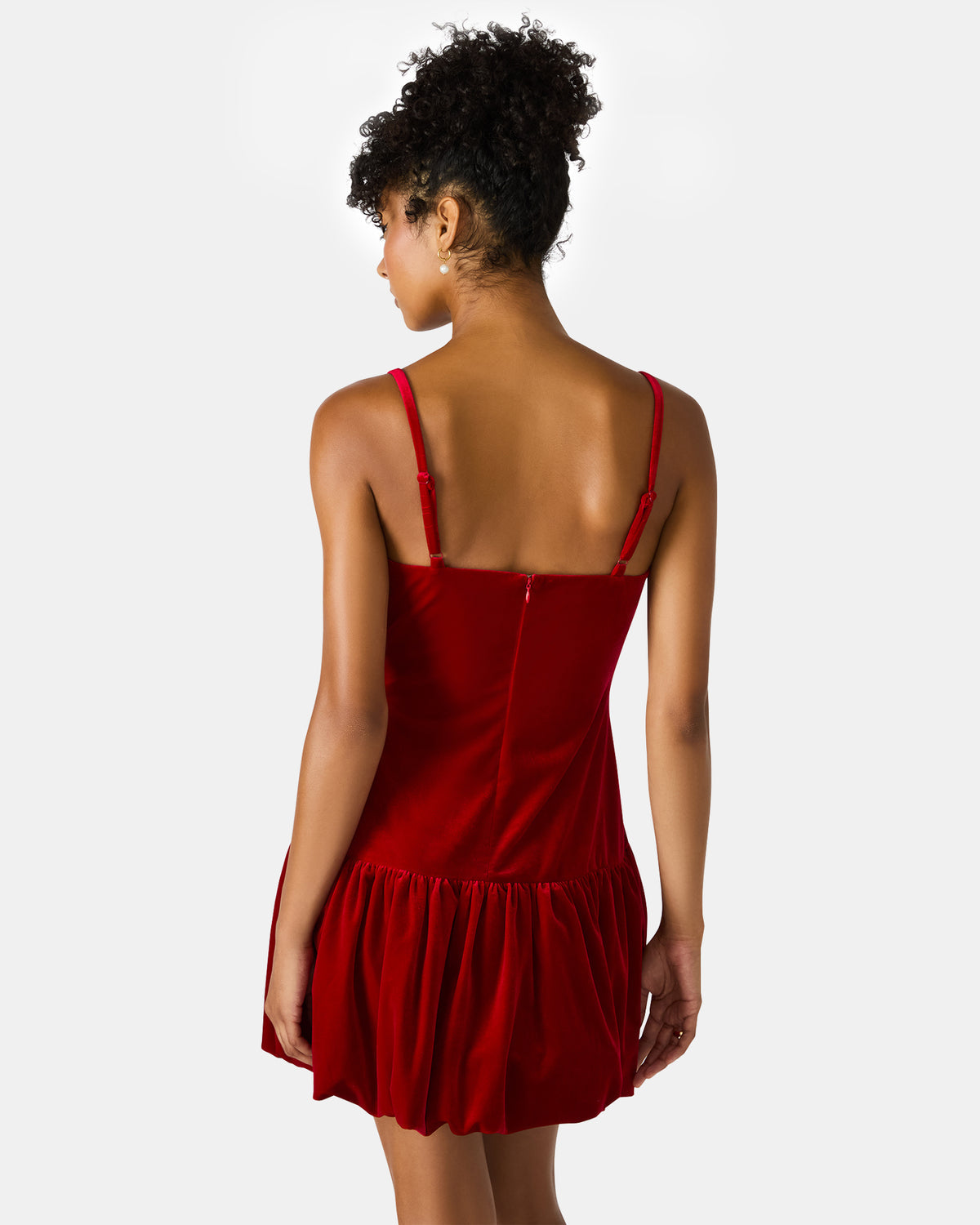 Steve Madden GIOVANNA Red Velvet Bubble Skirt Sleeveless Mini Women's Dress