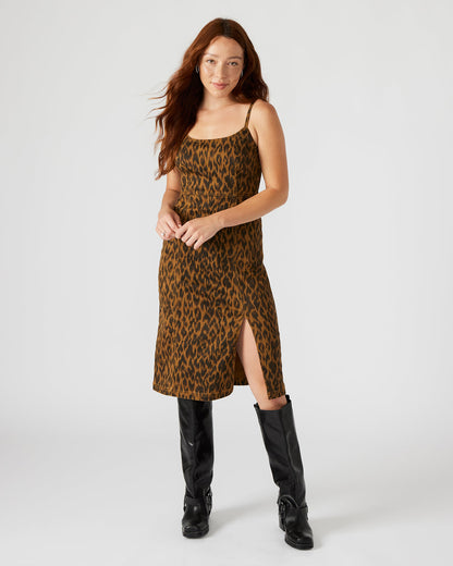 Steve Madden GISELLE Leopard Women's Midi Women's Dress with Slit