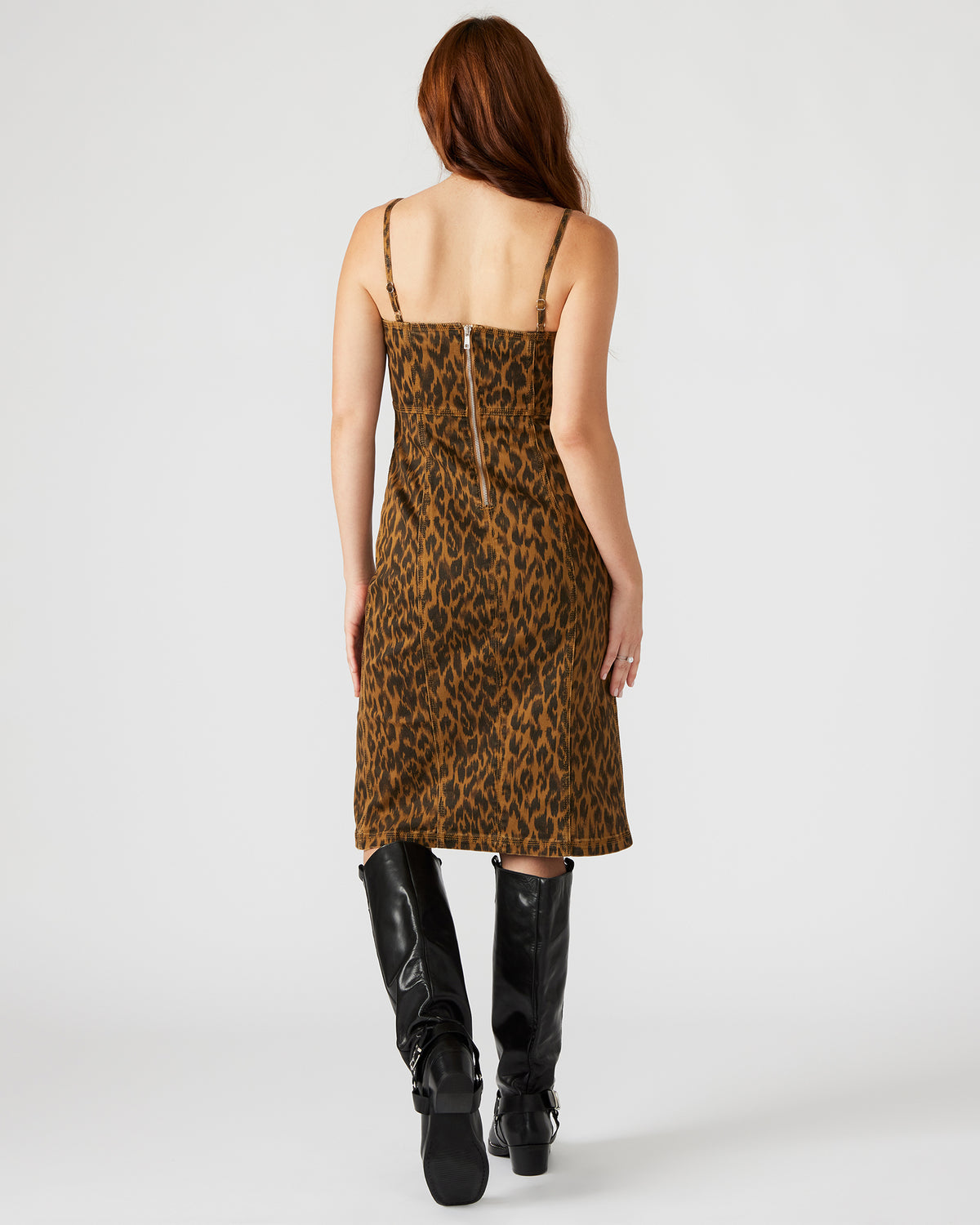 Steve Madden GISELLE Leopard Women's Midi Women's Dress with Slit