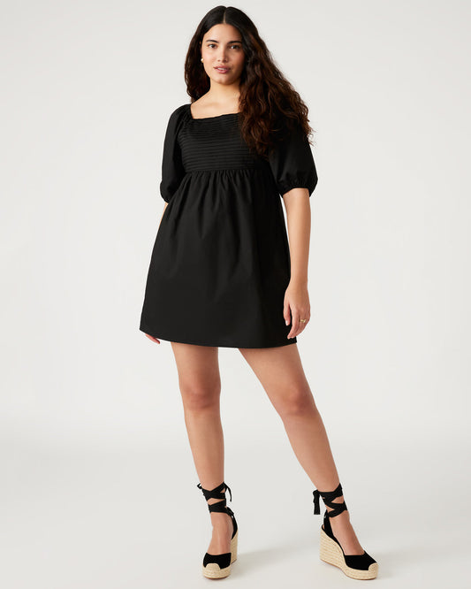 Steve Madden INARA Dress Black | Women's Puff Sleeve Mini Dress