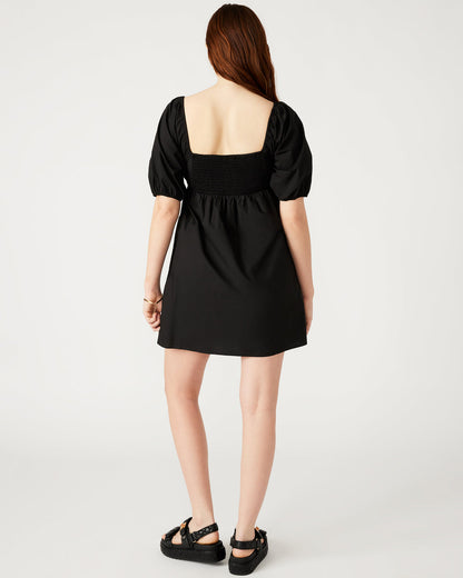 Steve Madden INARA Dress Black | Women's Puff Sleeve Mini Dress