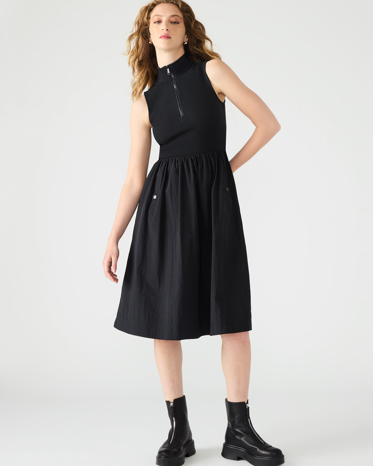 Steve Madden BERLIN White Women's Mock Neck Midi Dress