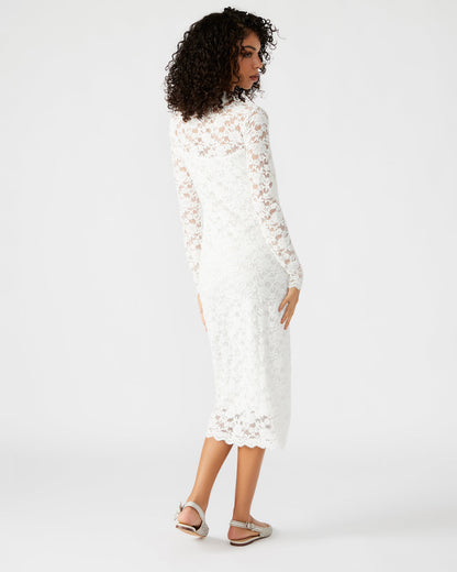 Steve Madden VIVIENNE Ivory Lace Women's Mock Neck Midi Dress