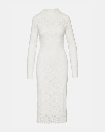 Steve Madden VIVIENNE Ivory Lace Women's Mock Neck Midi Dress