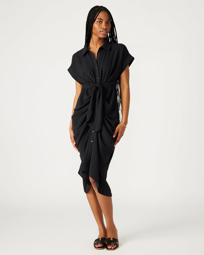Steve Madden TORI Black Knit Button Up Collared Midi Dress