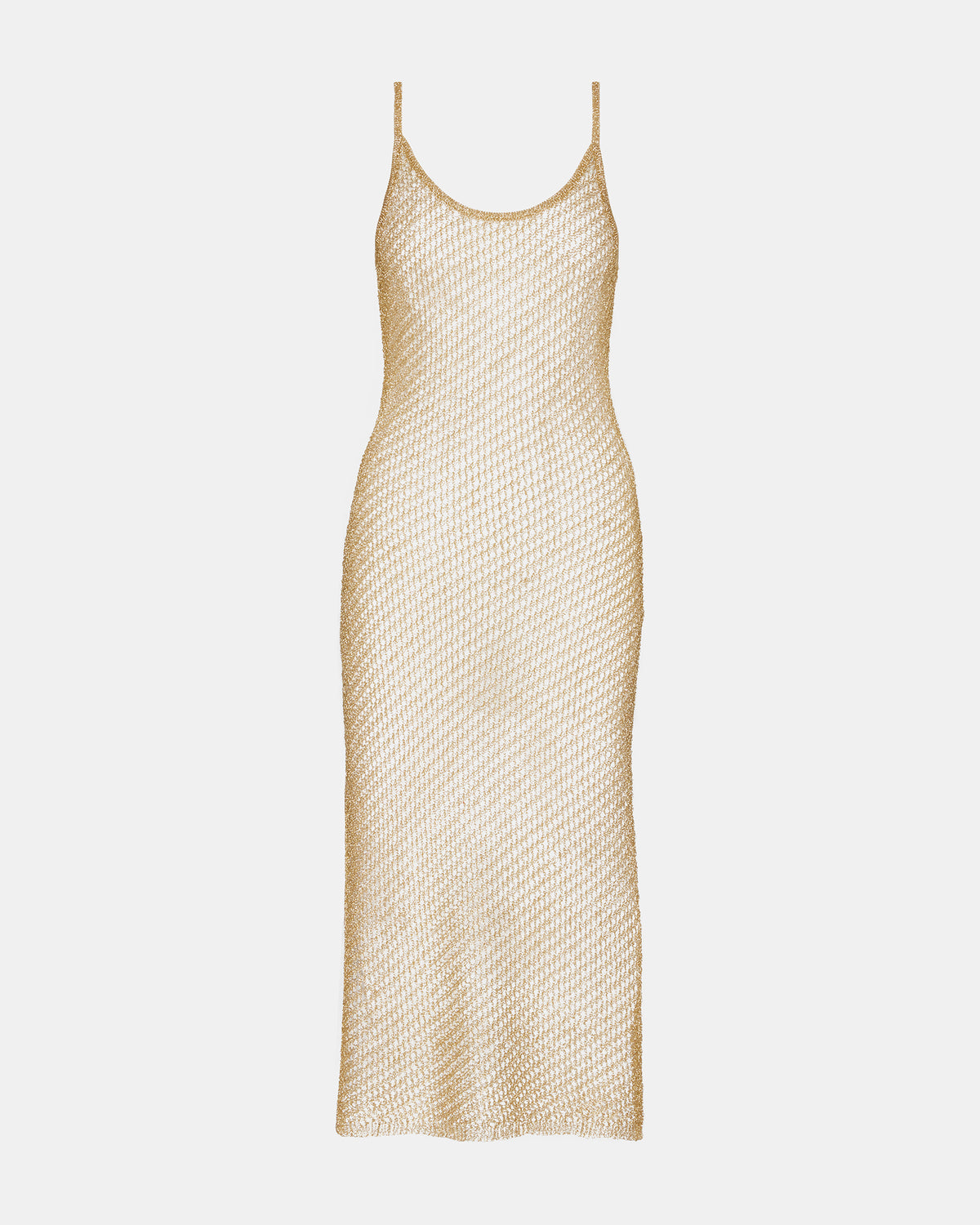 Steve Madden ANISHA Dress Gold | Women's Mesh Metallic Midi Dress