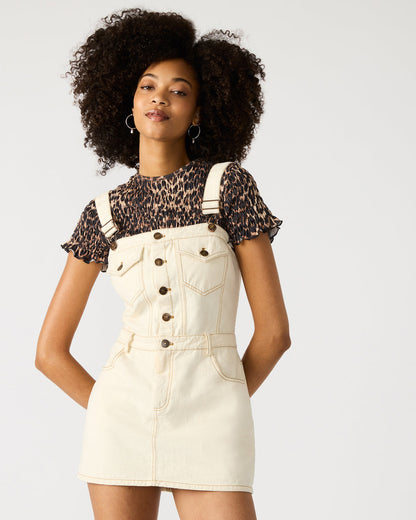 Steve Madden LAKE Cream Women's Button-Up Overall Mini Dress