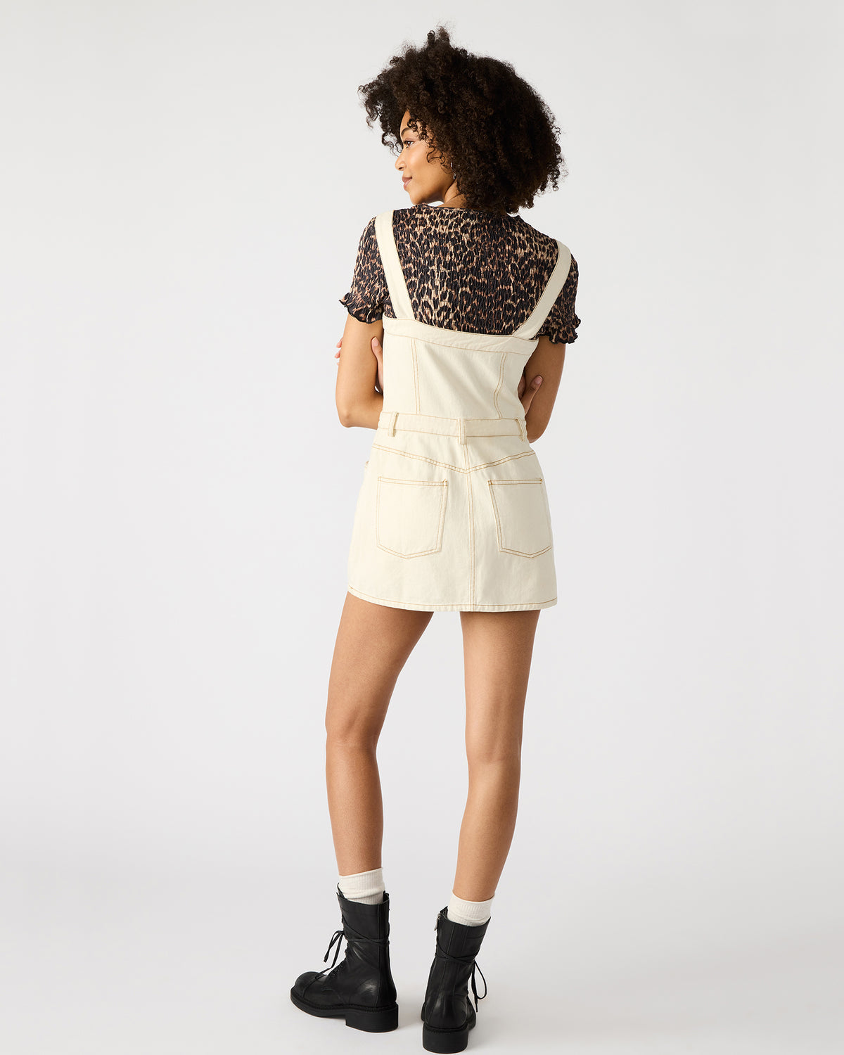 Steve Madden LAKE Cream Women's Button-Up Overall Mini Dress