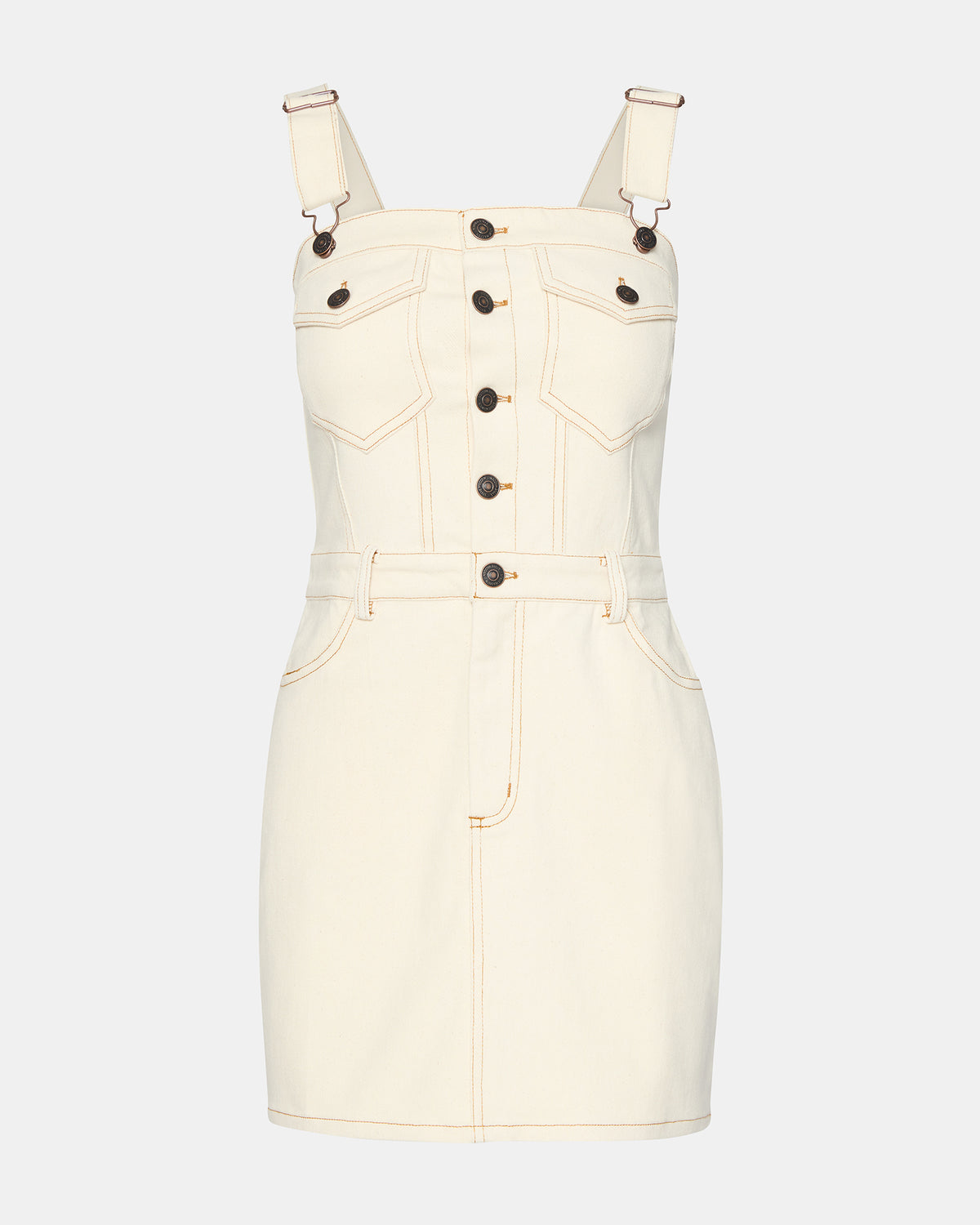 Steve Madden LAKE Cream Women's Button-Up Overall Mini Dress
