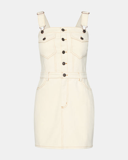 Steve Madden LAKE Cream Women's Button-Up Overall Mini Dress