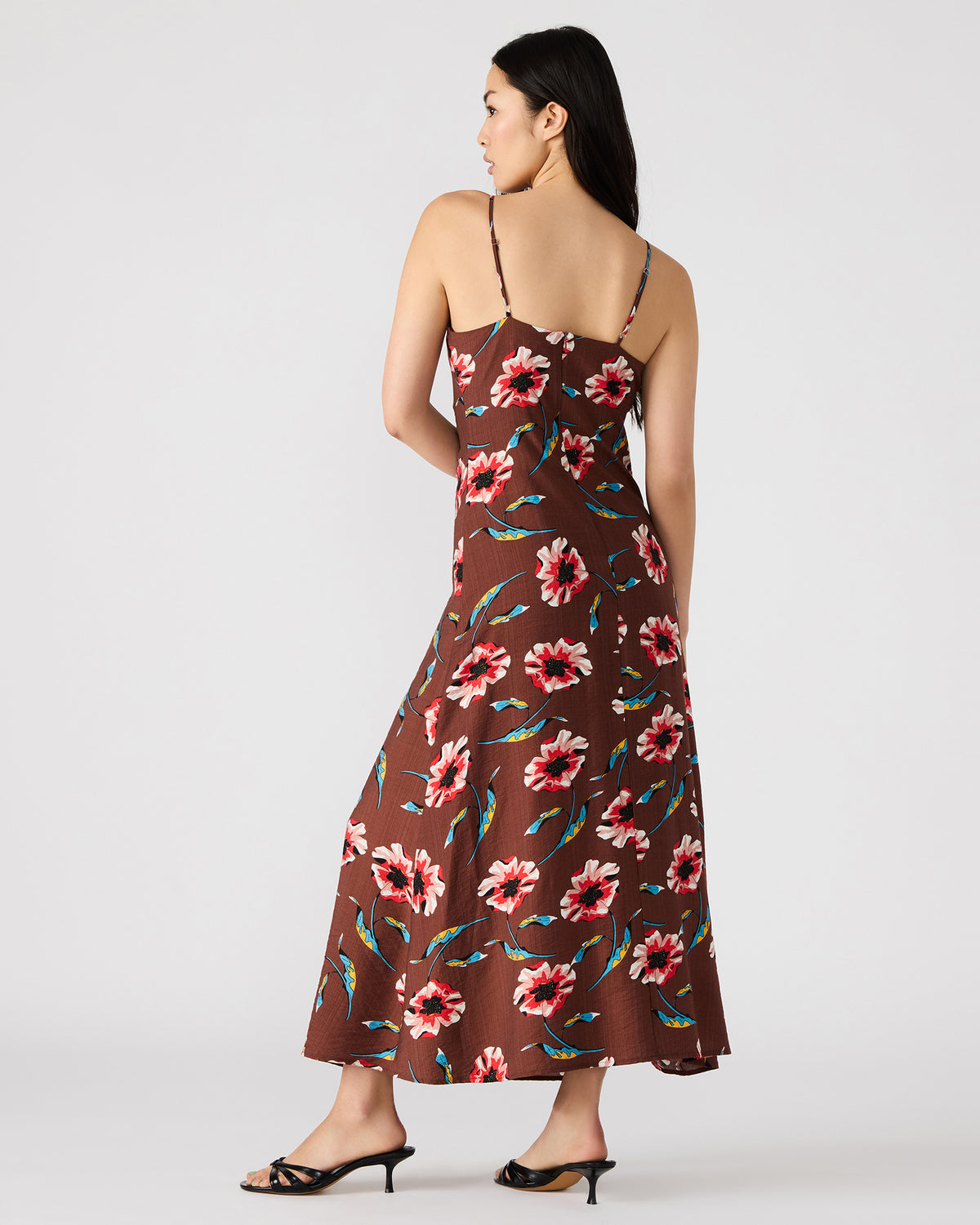 Steve Madden MONROE Brown Floral Print Flowy Maxi Dress