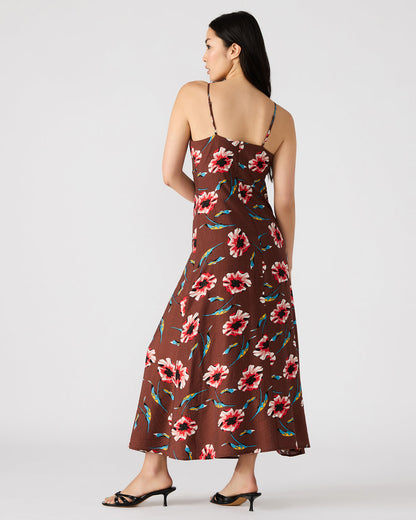 Steve Madden MONROE Brown Floral Print Flowy Maxi Dress