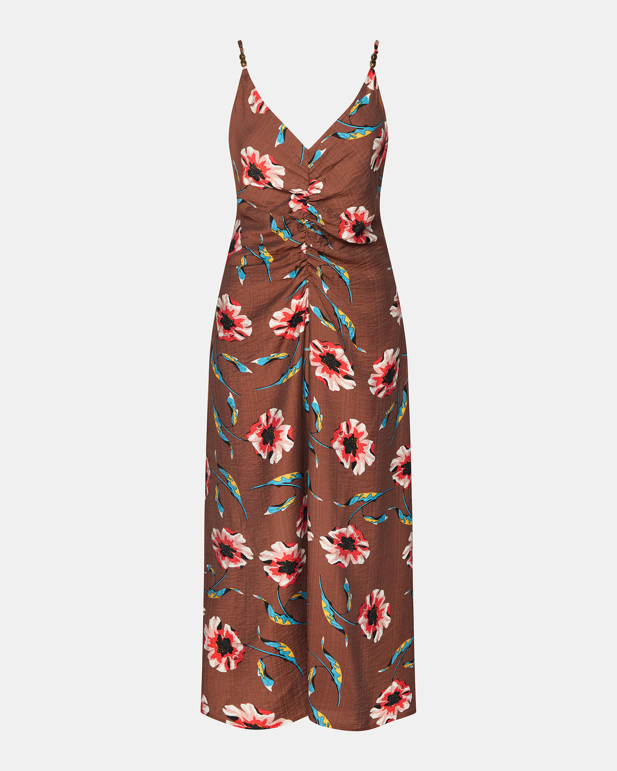 Steve Madden MONROE Brown Floral Print Flowy Maxi Dress