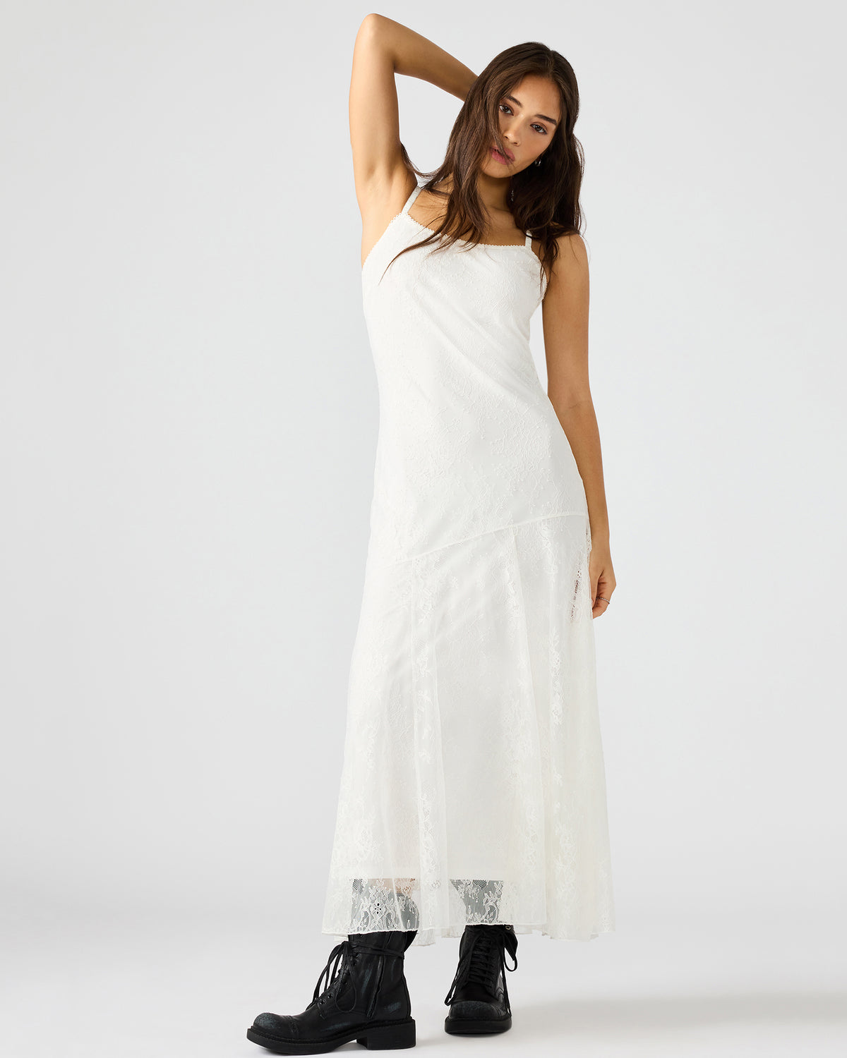 Steve Madden VEERA White Maxi Lace Flowy Women's Dress