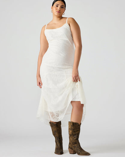 Steve Madden VEERA White Maxi Lace Flowy Women's Dress