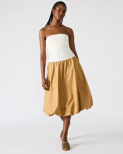 Steve Madden OLIVER Taupe Women's Strapless Midi Bubble Dress