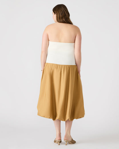 Steve Madden OLIVER Taupe Women's Strapless Midi Bubble Dress