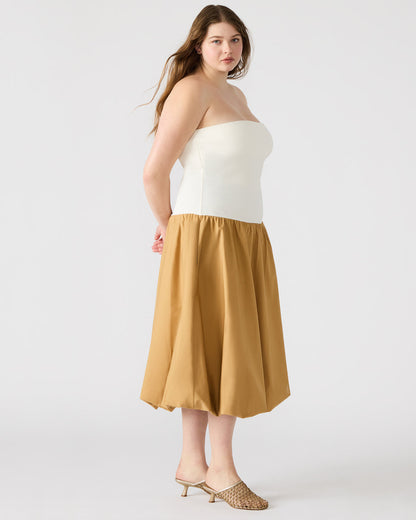 Steve Madden OLIVER Taupe Women's Strapless Midi Bubble Dress