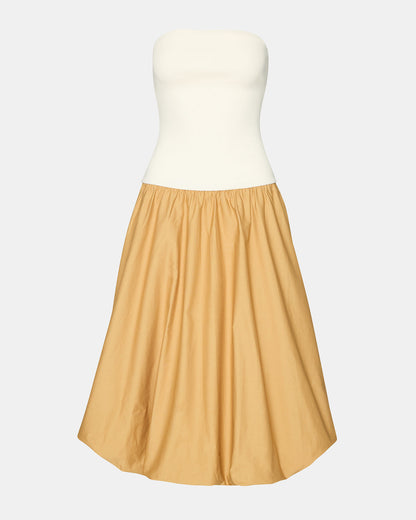 Steve Madden OLIVER Taupe Women's Strapless Midi Bubble Dress