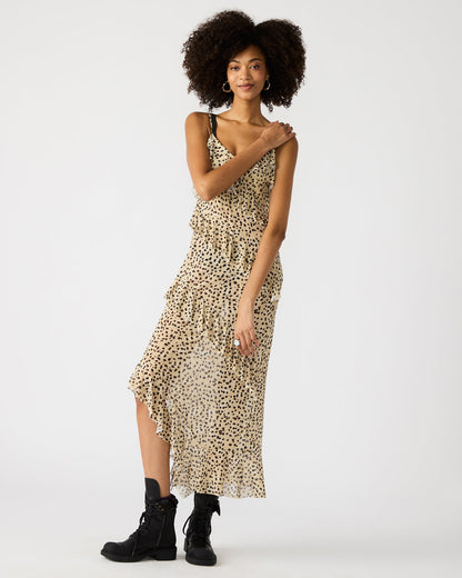 Steve Madden AIDA Sand Women's Flowy Sleeveless Ruffle Maxi Dress