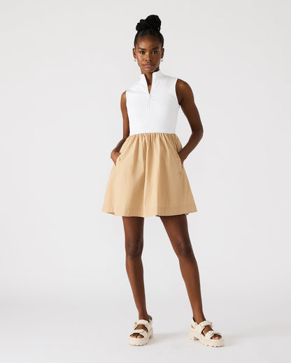 Steve Madden LYON Taupe Women's Collared Sleeveless Flowy Dress