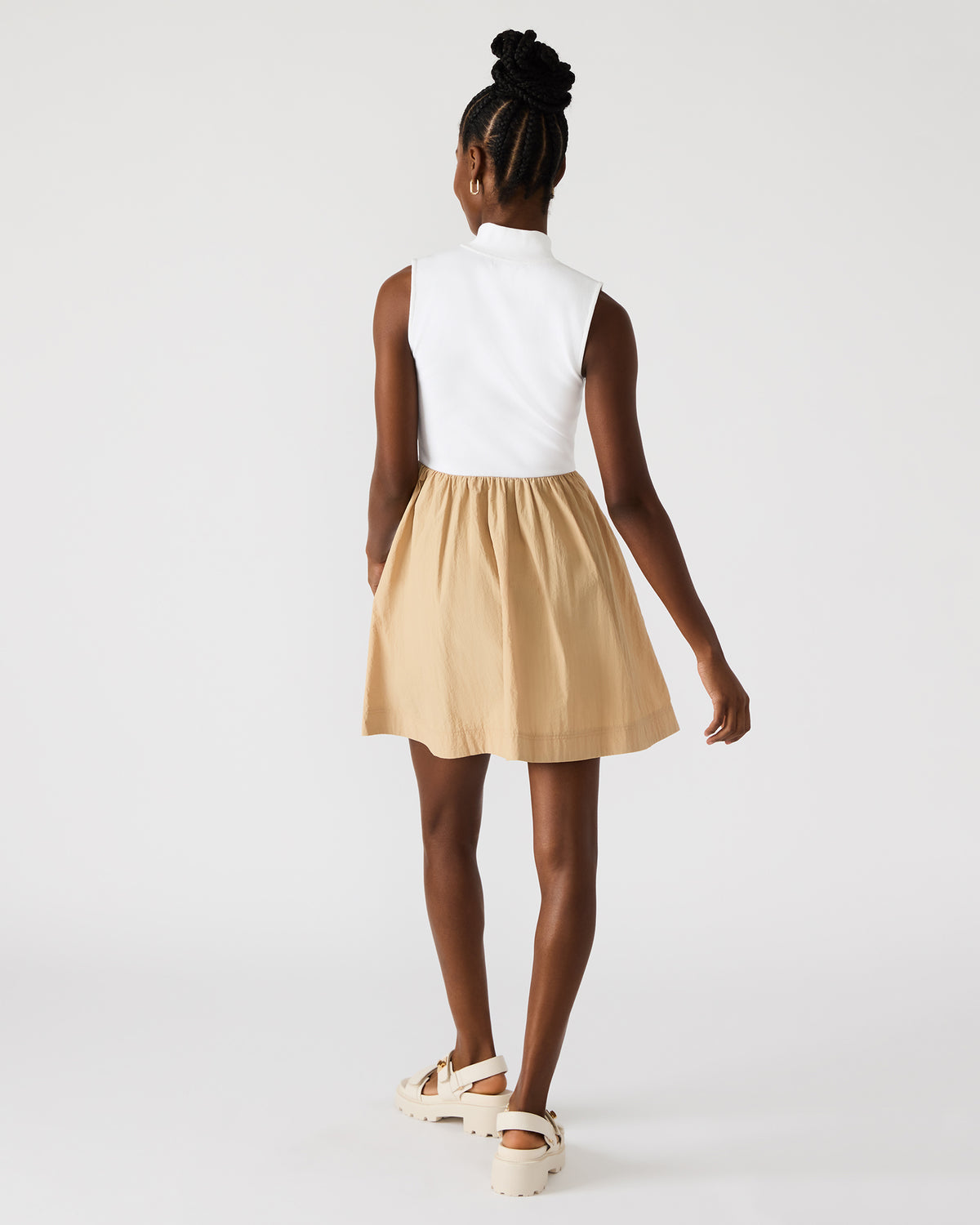 Steve Madden LYON Taupe Women's Collared Sleeveless Flowy Dress